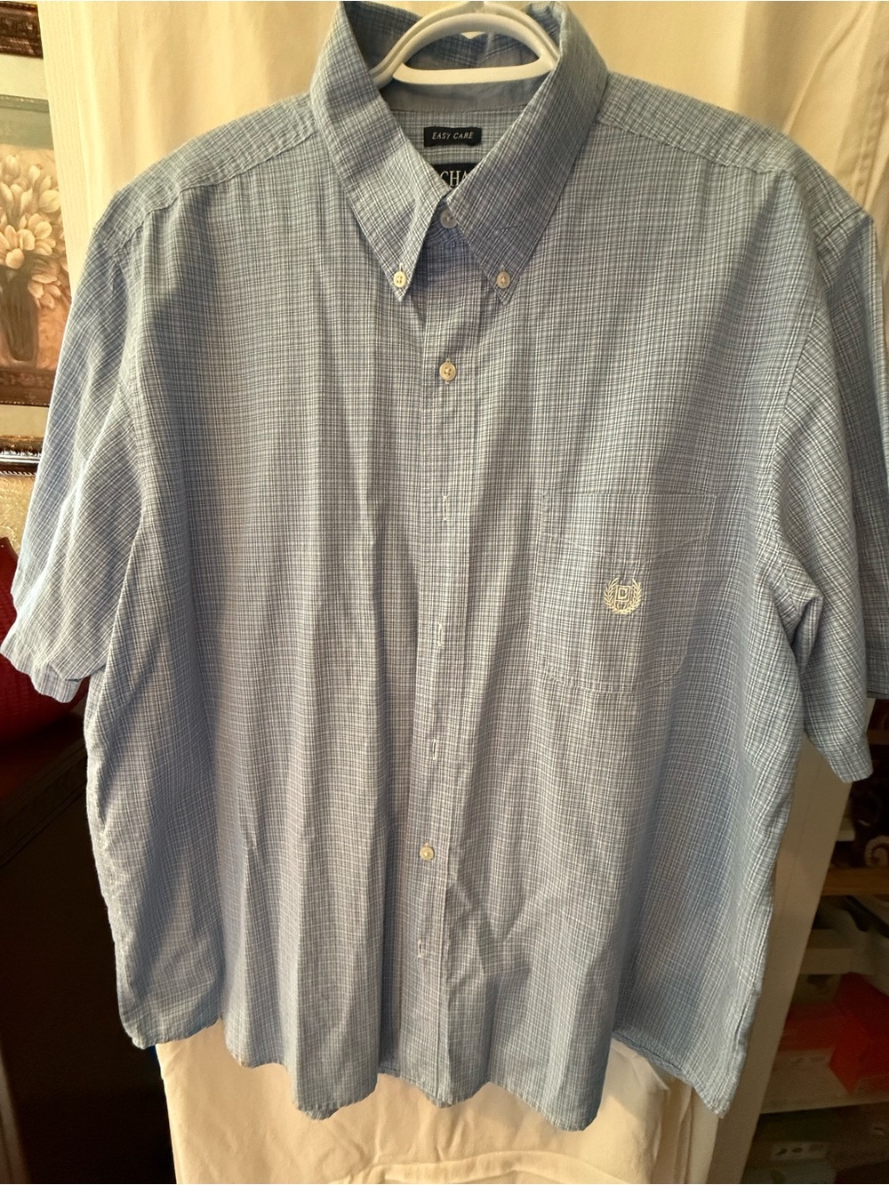 Chaps Light Blue Short Sleeve Button-Down Shirt